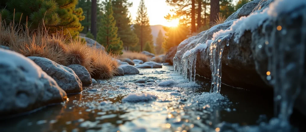 Symbolizing Flow/Cleansing: A local Ponderosa Pine clear cold snowmelt stream. - AI Generated