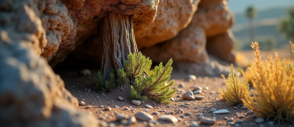 Symbolizing Growth/Resilience: A local Indian Paintbrush tree growing out of a rock cleft. - AI Generated