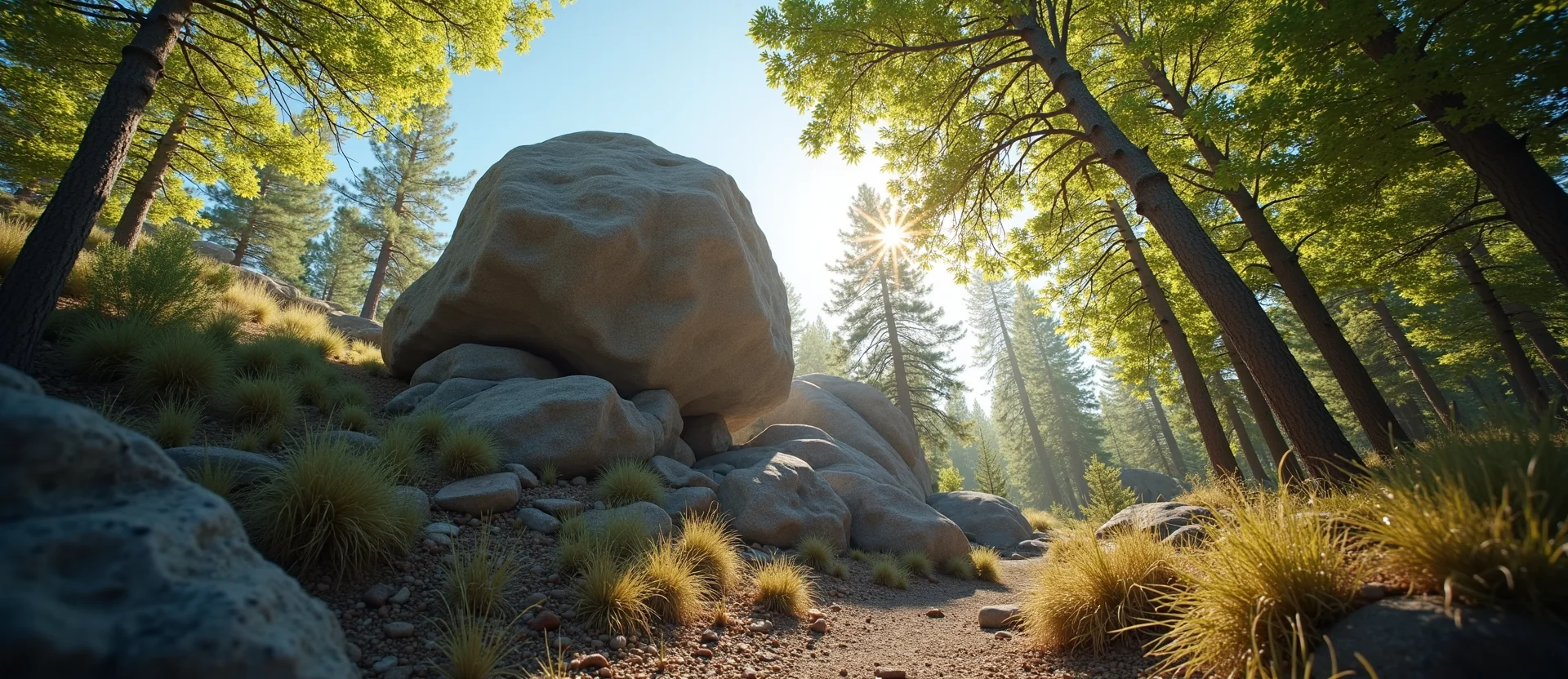 Symbolizing Stability/Peak: A local Mountain Mahogany unshakable boulder. - AI Generated