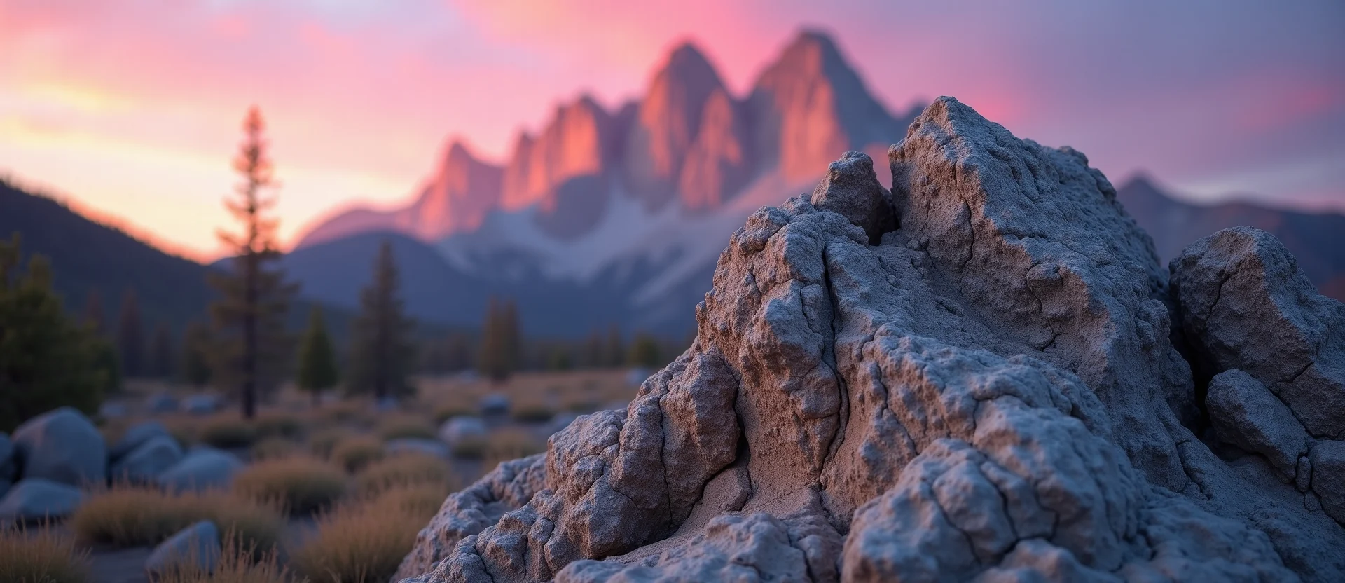 Symbolizing Stability/Peak: A local Quaking Aspen jagged granite peak. - AI Generated