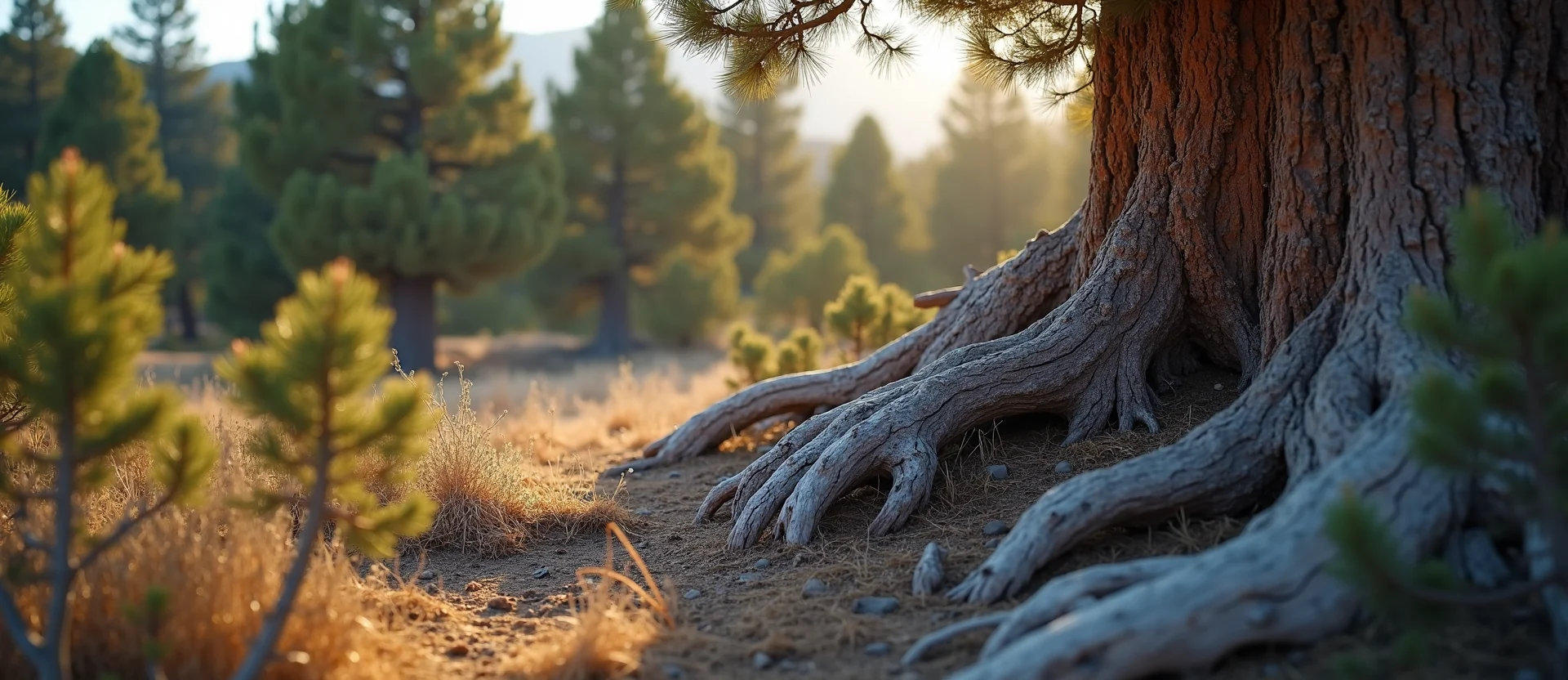Symbolizing Growth/Resilience: A local Sierra Juniper gnarled juniper roots. - AI Generated