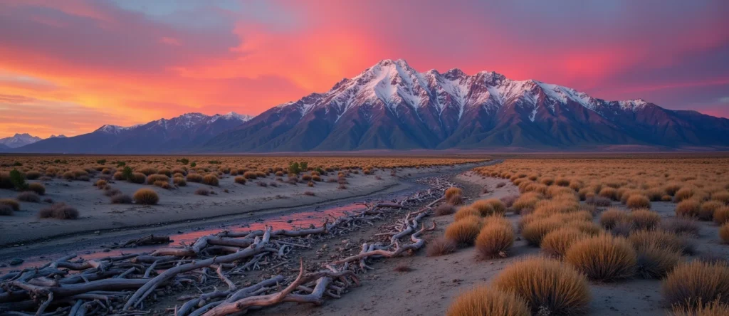 Symbolizing Identity/Local: A local Indian Paintbrush Sierra Nevada skyline. - AI Generated