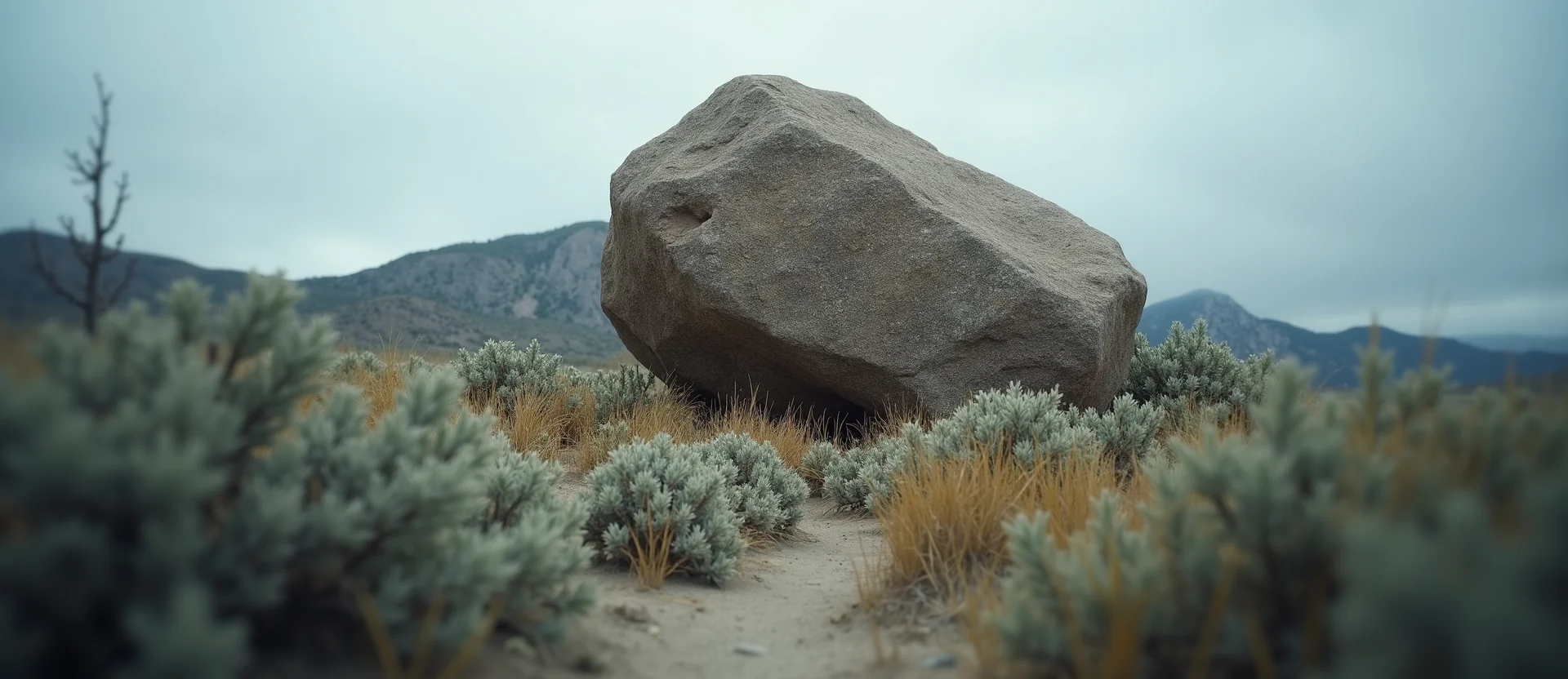 Symbolizing Stability/Peak: A local Desert Peach unshakable boulder. - AI Generated