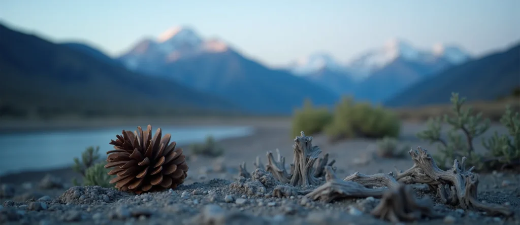 Symbolizing Seed/New Beginning: A local Sagebrush (Artemisia tridentata) opening pine cone. - AI Generated