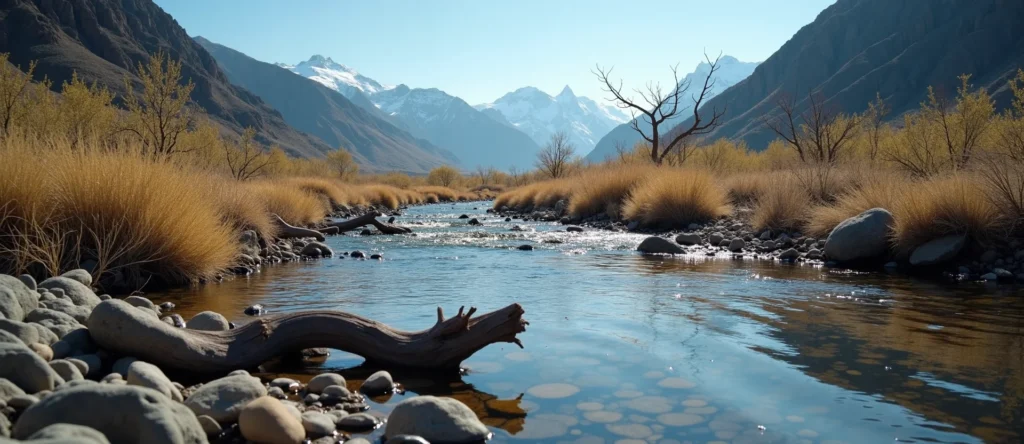 Symbolizing Flow/Cleansing: A local Bitterbrush clear cold snowmelt stream. - AI Generated