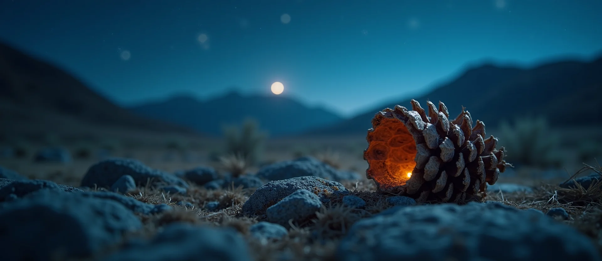 Symbolizing Seed/New Beginning: A local Manzanita opening pine cone. - AI Generated
