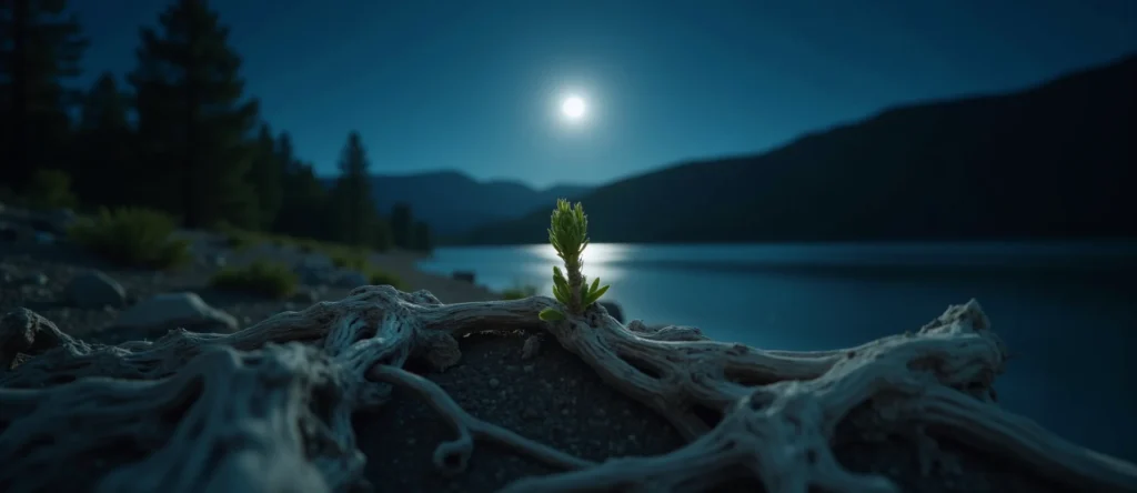 Symbolizing Seed/New Beginning: A local Ponderosa Pine new green bud on a branch. - AI Generated