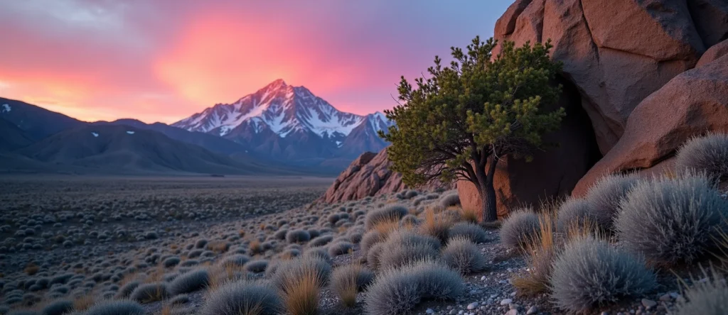 Symbolizing Growth/Resilience: A local Sagebrush (Artemisia tridentata) tree growing out of a rock cleft. - AI Generated