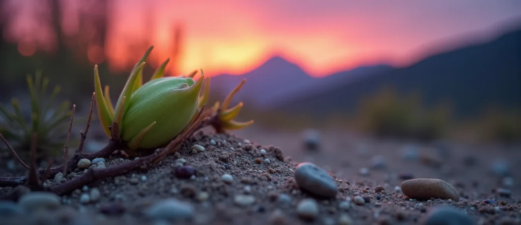 Symbolizing Seed/New Beginning: A local Mountain Mahogany new green bud on a branch. - AI Generated