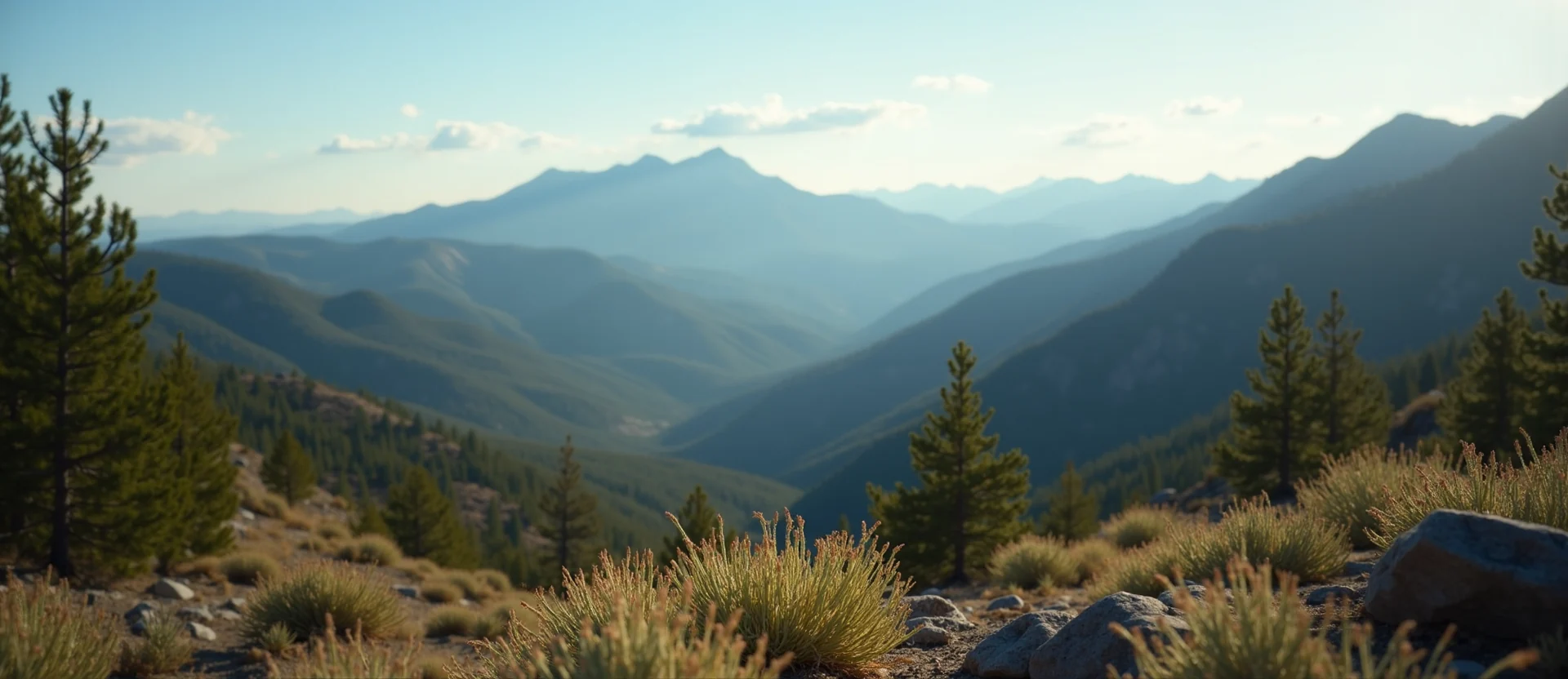 Symbolizing Stability/Peak: A local Indian Paintbrush distant Sierra horizon. - AI Generated