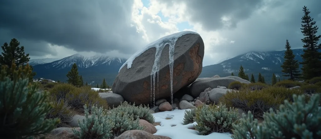 Symbolizing Stability/Peak: A local Manzanita unshakable boulder. - AI Generated