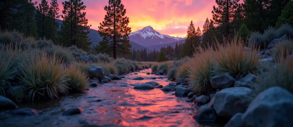 Symbolizing Flow/Cleansing: A local Desert Peach babbling mountain creek. - AI Generated