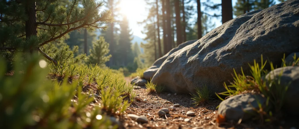 Symbolizing Stability/Peak: A local Rabbitbrush unshakable boulder. - AI Generated