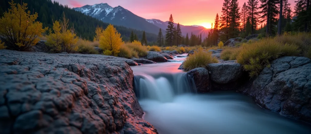 Symbolizing Flow/Cleansing: A local Quaking Aspen hidden small waterfall. - AI Generated
