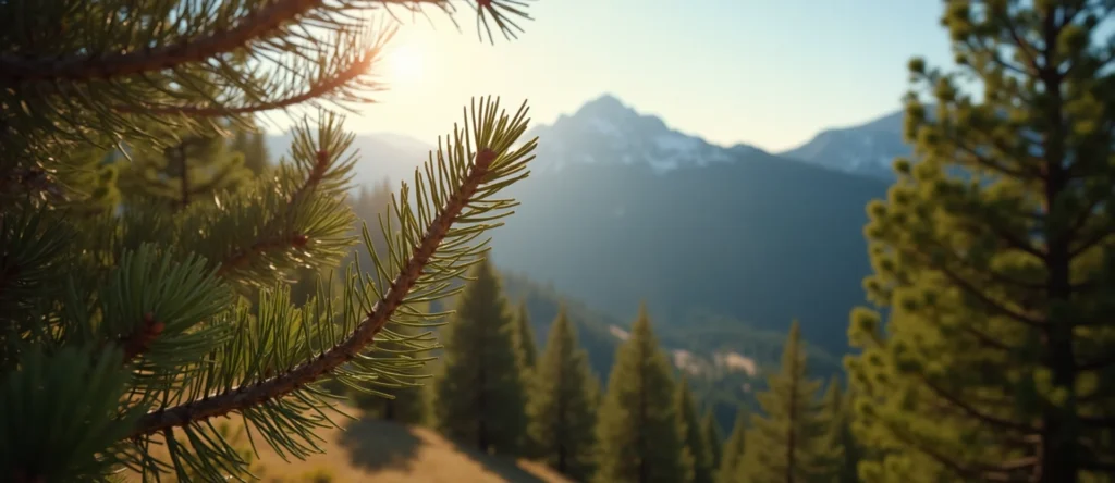 Symbolizing Growth/Resilience: A local Ponderosa Pine new branch reaching for the sky. - AI Generated