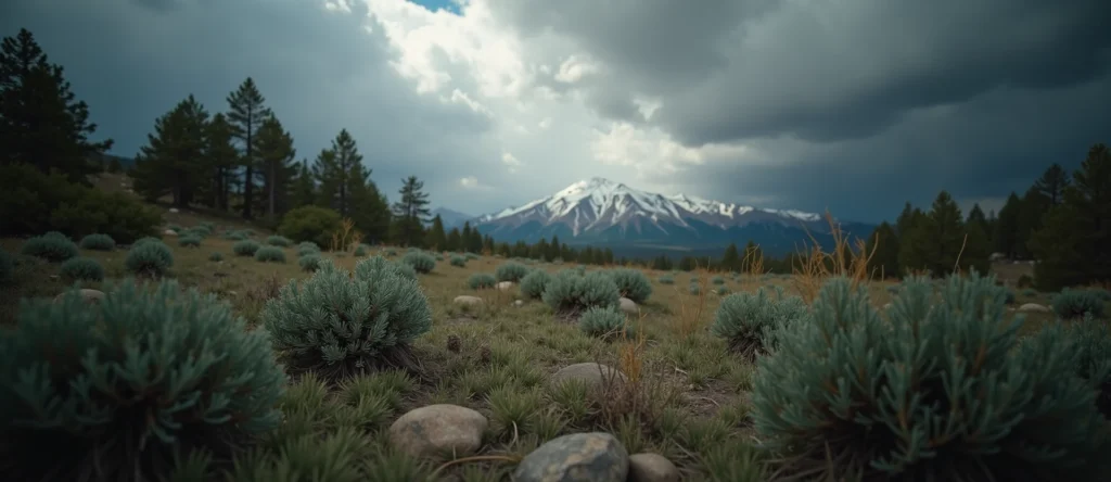 Symbolizing Stability/Peak: A local Rabbitbrush distant Sierra horizon. - AI Generated