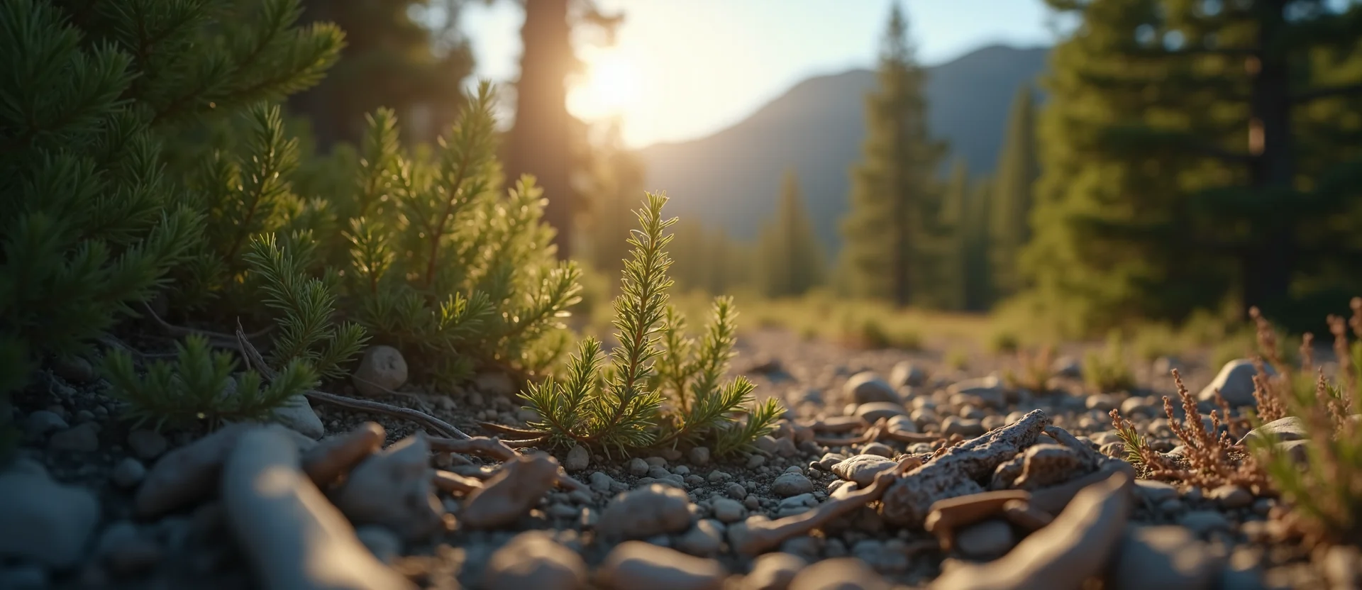 Symbolizing Seed/New Beginning: A local Sierra Juniper sprouting sagebrush seedling. - AI Generated