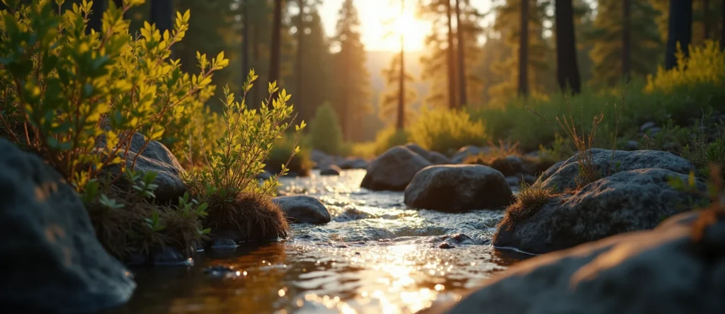 Symbolizing Flow/Cleansing: A local Manzanita babbling mountain creek. - AI Generated