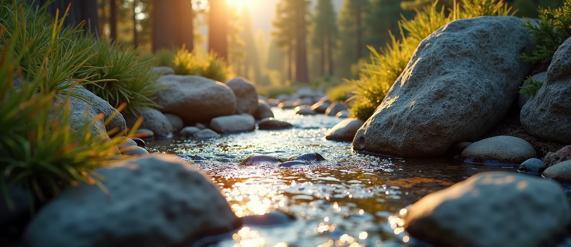 Symbolizing Flow/Cleansing: A local Desert Peach babbling mountain creek. - AI Generated