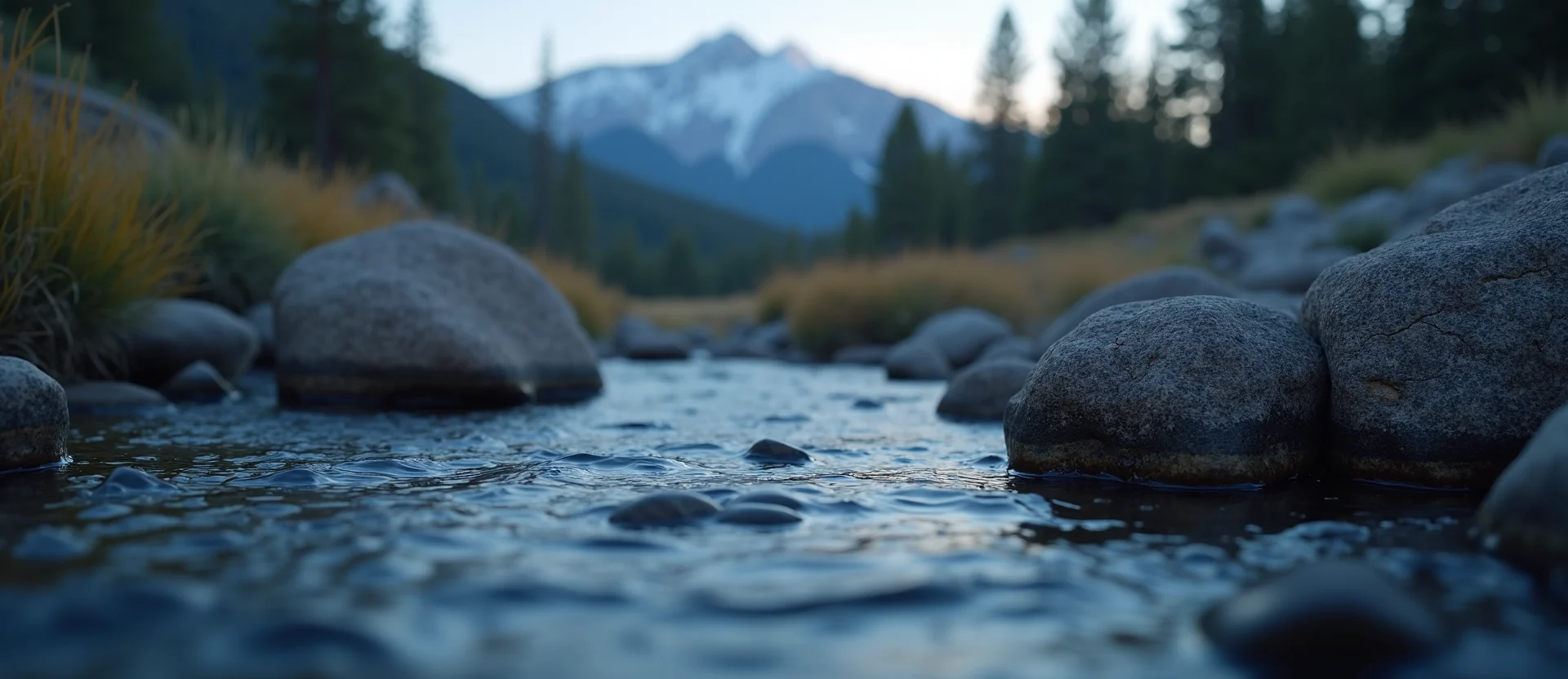 Symbolizing Flow/Cleansing: A local Desert Peach clear cold snowmelt stream. - AI Generated