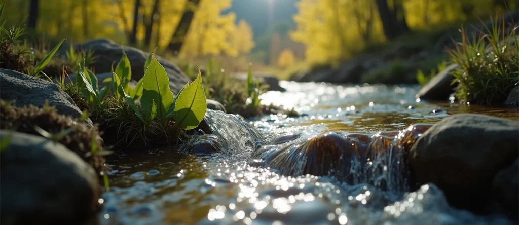Symbolizing Flow/Cleansing: A local Quaking Aspen babbling mountain creek. - AI Generated