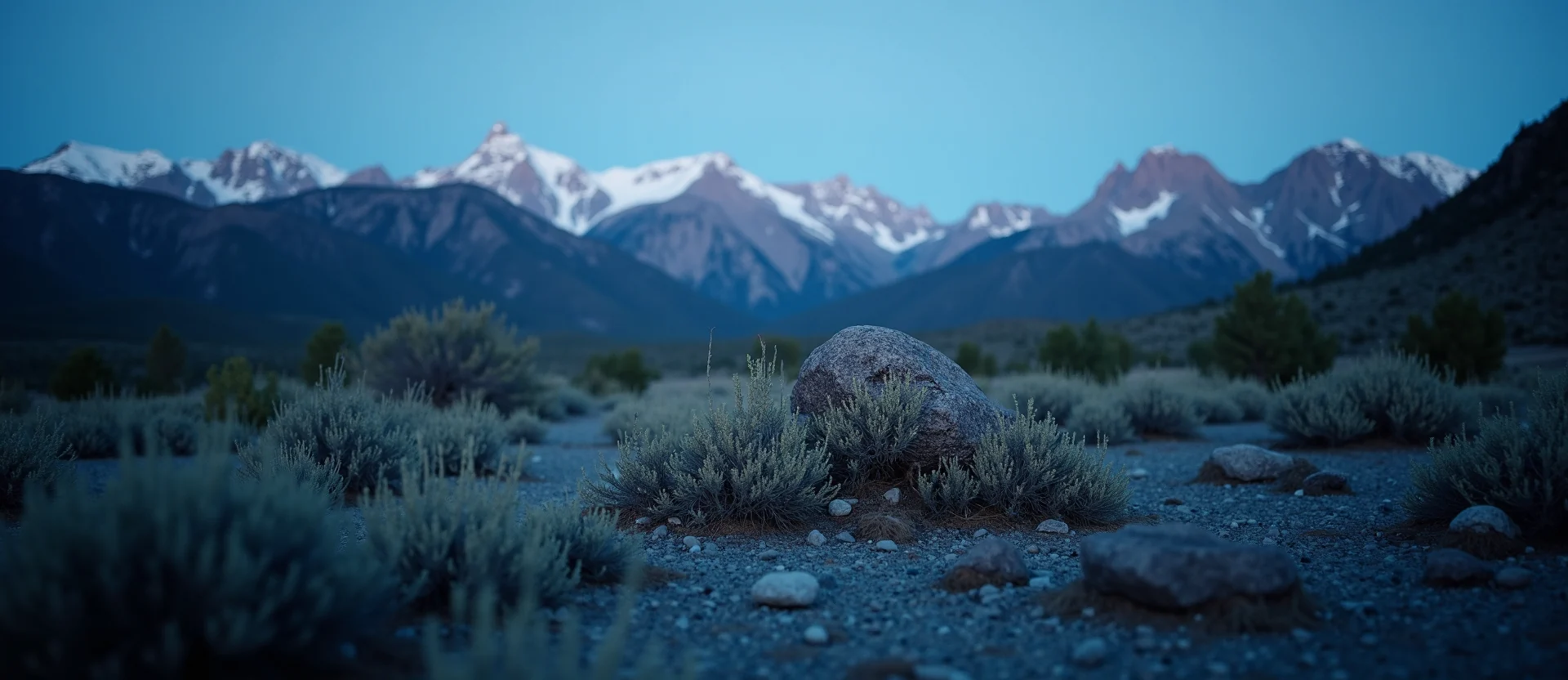 Symbolizing Identity/Local: A local Bitterbrush Sierra Nevada skyline. - AI Generated