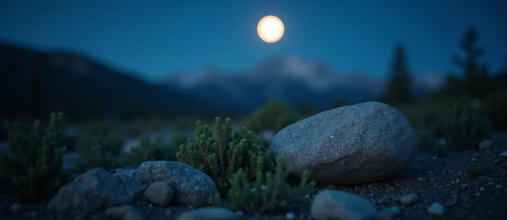 Symbolizing Stability/Peak: A local Bitterbrush unshakable boulder. - AI Generated