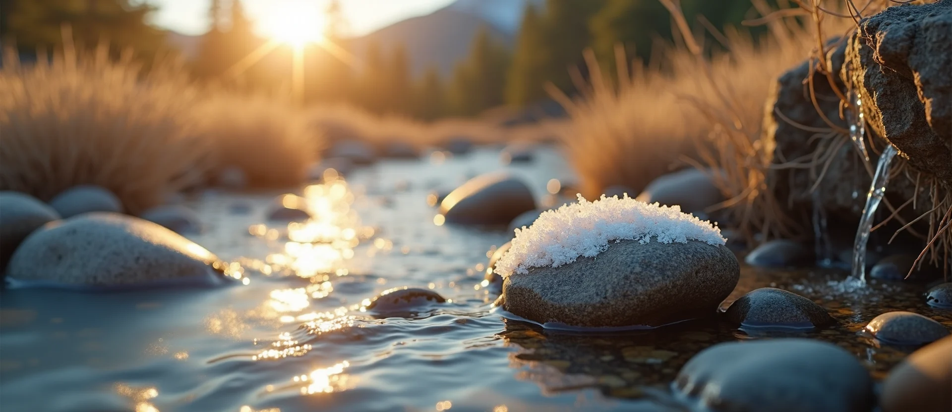 Symbolizing Flow/Cleansing: A local Bitterbrush smooth Truckee river stones. - AI Generated