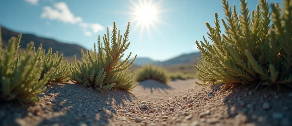 Symbolizing Growth/Resilience: A local Sagebrush (Artemisia tridentata) new branch reaching for the sky. - AI Generated
