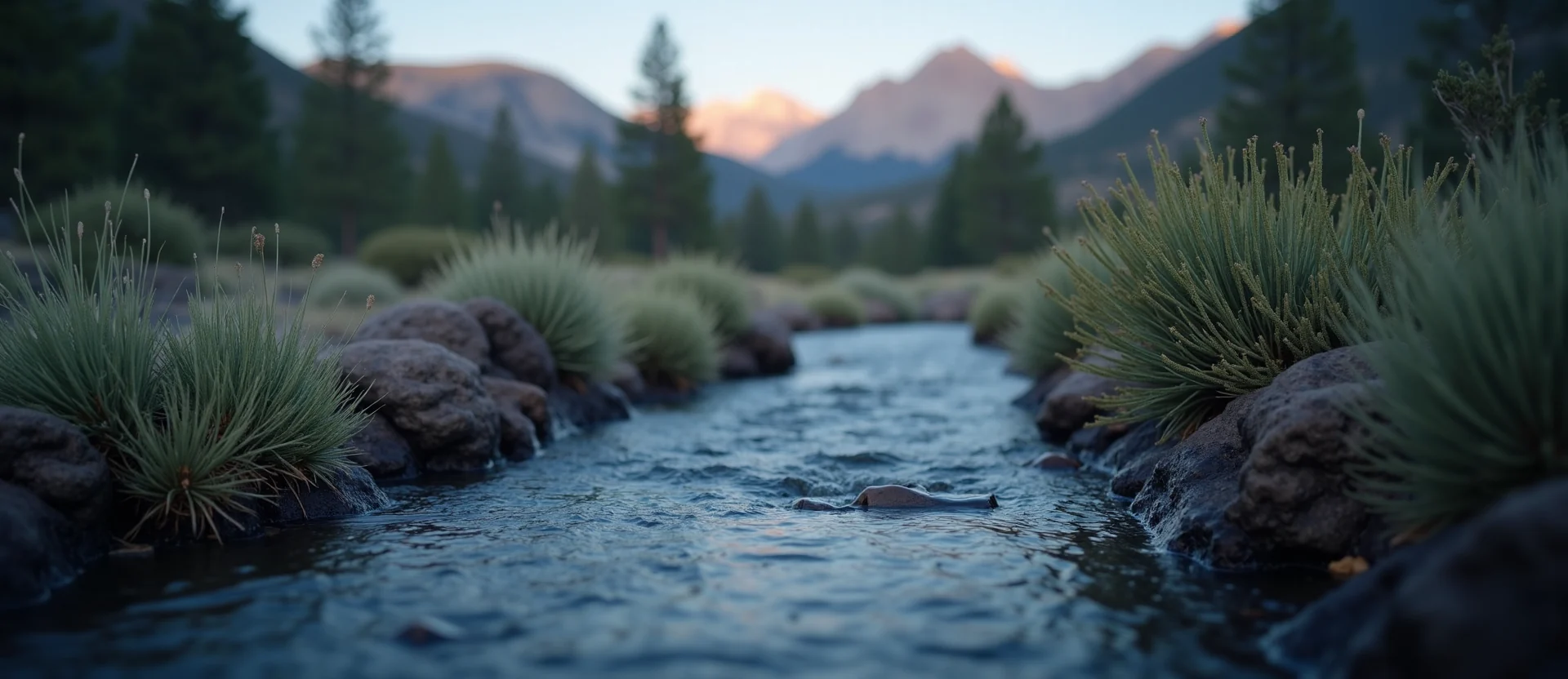 Symbolizing Flow/Cleansing: A local Bitterbrush hidden small waterfall. - AI Generated