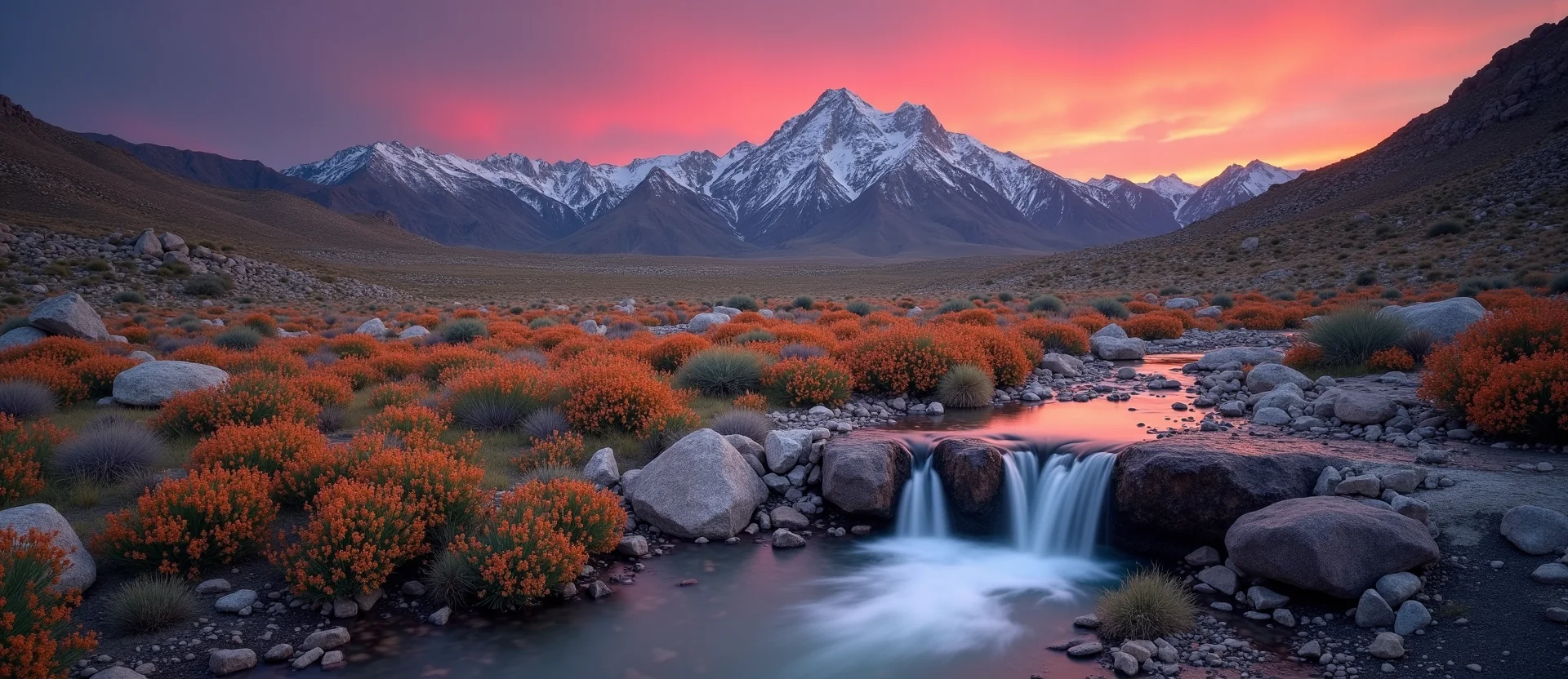 Symbolizing Flow/Cleansing: A local Indian Paintbrush hidden small waterfall. - AI Generated