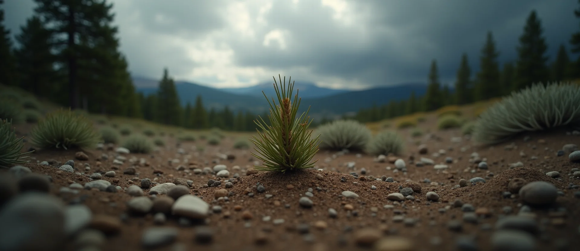Symbolizing Seed/New Beginning: A local Mountain Mahogany single pine seed on dry earth. - AI Generated