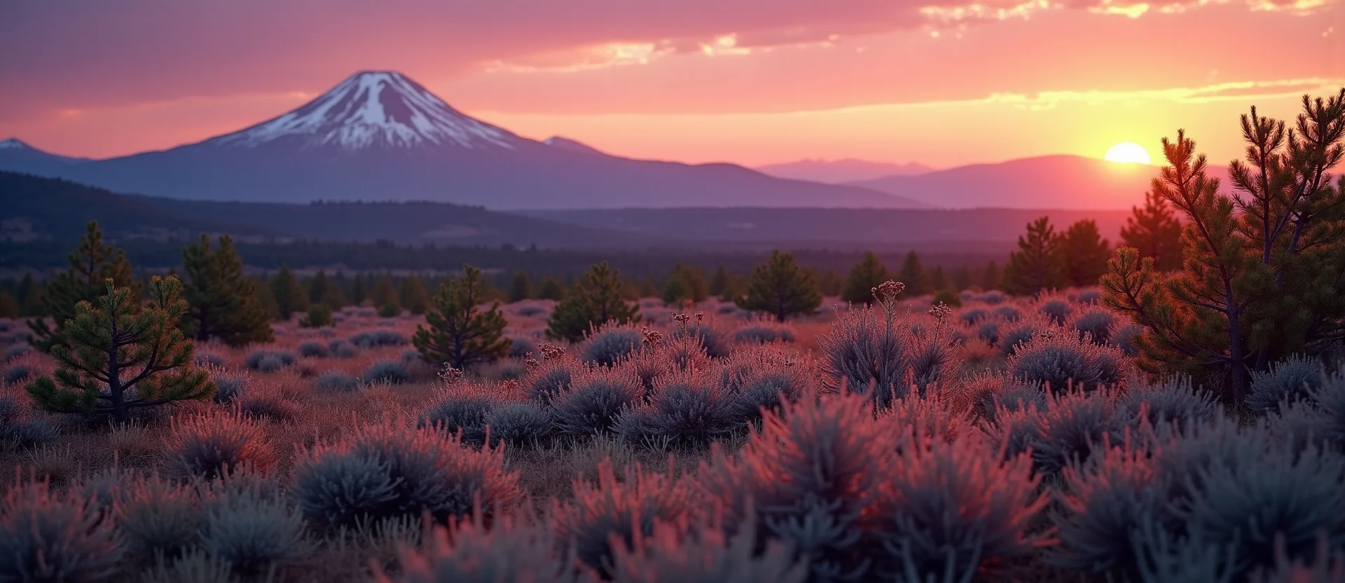 Symbolizing Stability/Peak: A local Indian Paintbrush distant Sierra horizon. - AI Generated