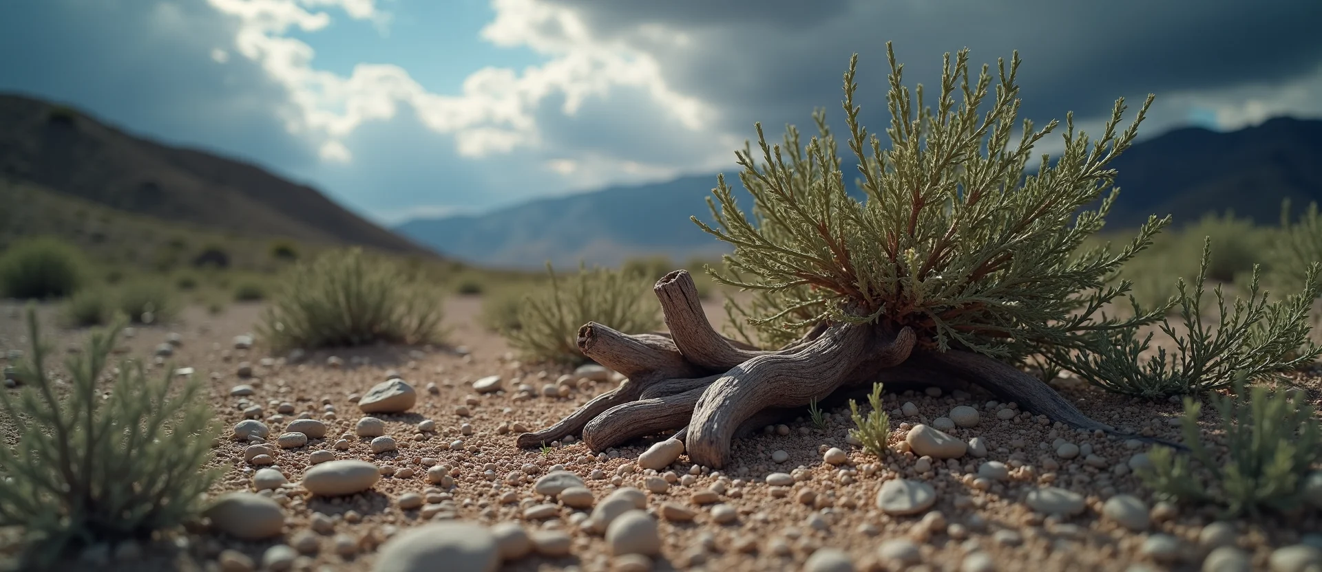 Symbolizing Growth/Resilience: A local Desert Peach gnarled juniper roots. - AI Generated