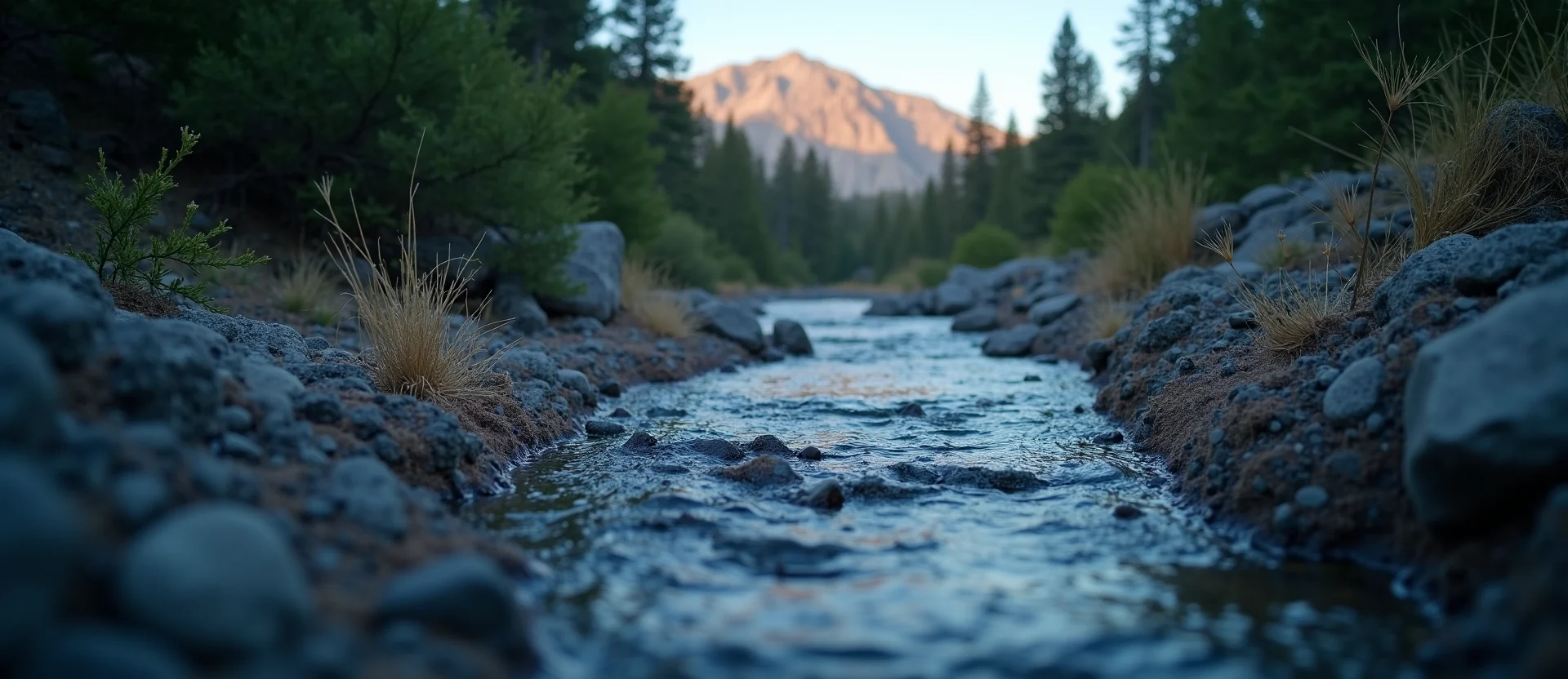 Symbolizing Flow/Cleansing: A local Sierra Juniper babbling mountain creek. - AI Generated