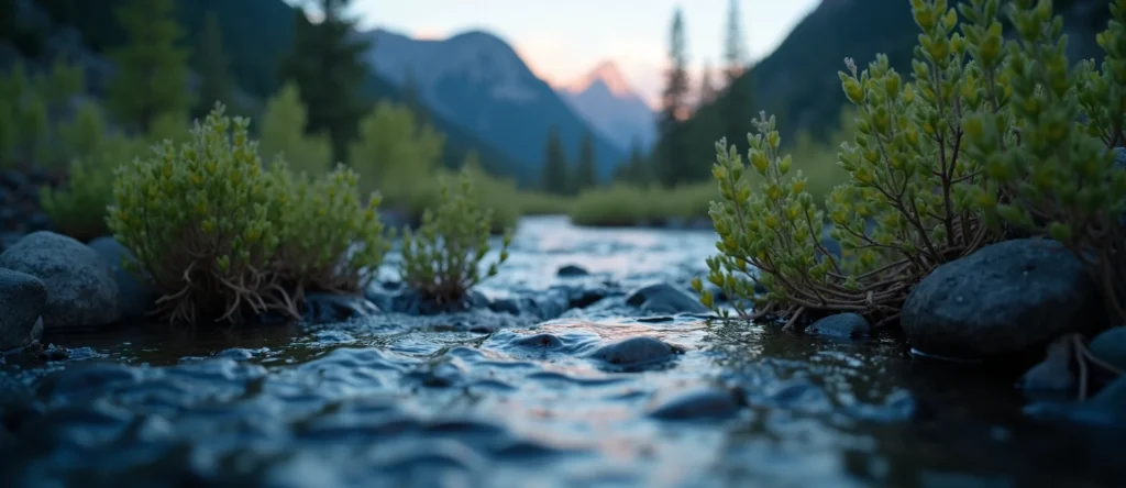 Symbolizing Flow/Cleansing: A local Sierra Juniper hidden small waterfall. - AI Generated