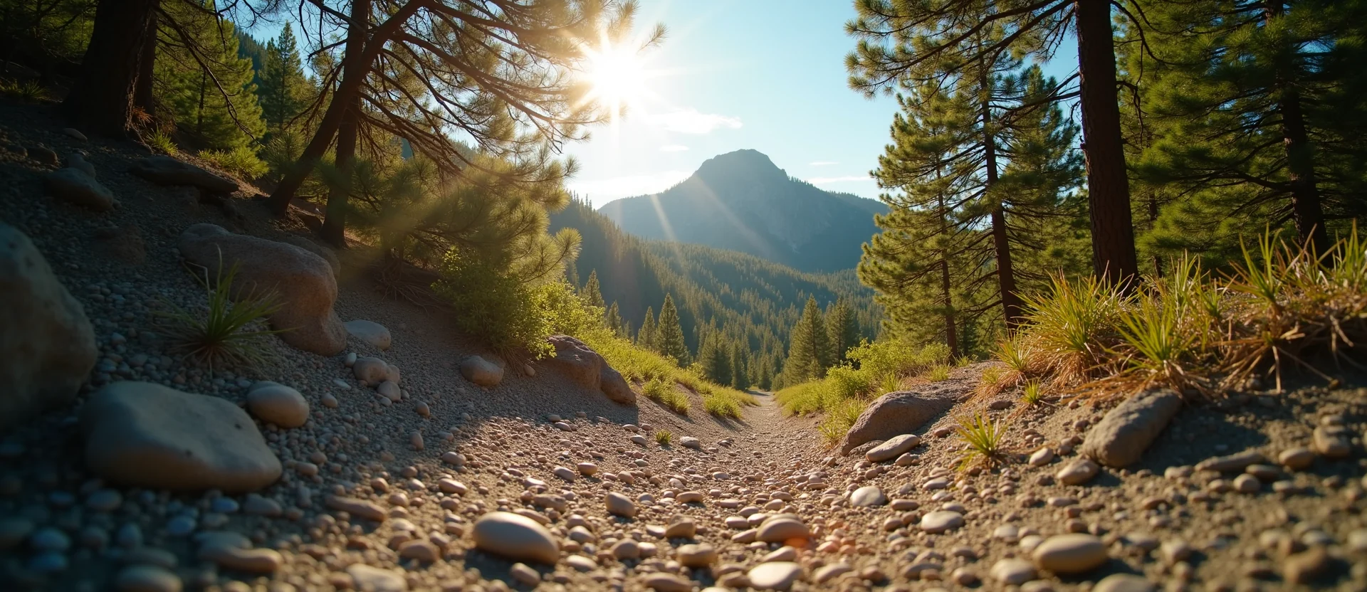 Symbolizing Stability/Peak: A local Ponderosa Pine solid mountain ridge. - AI Generated