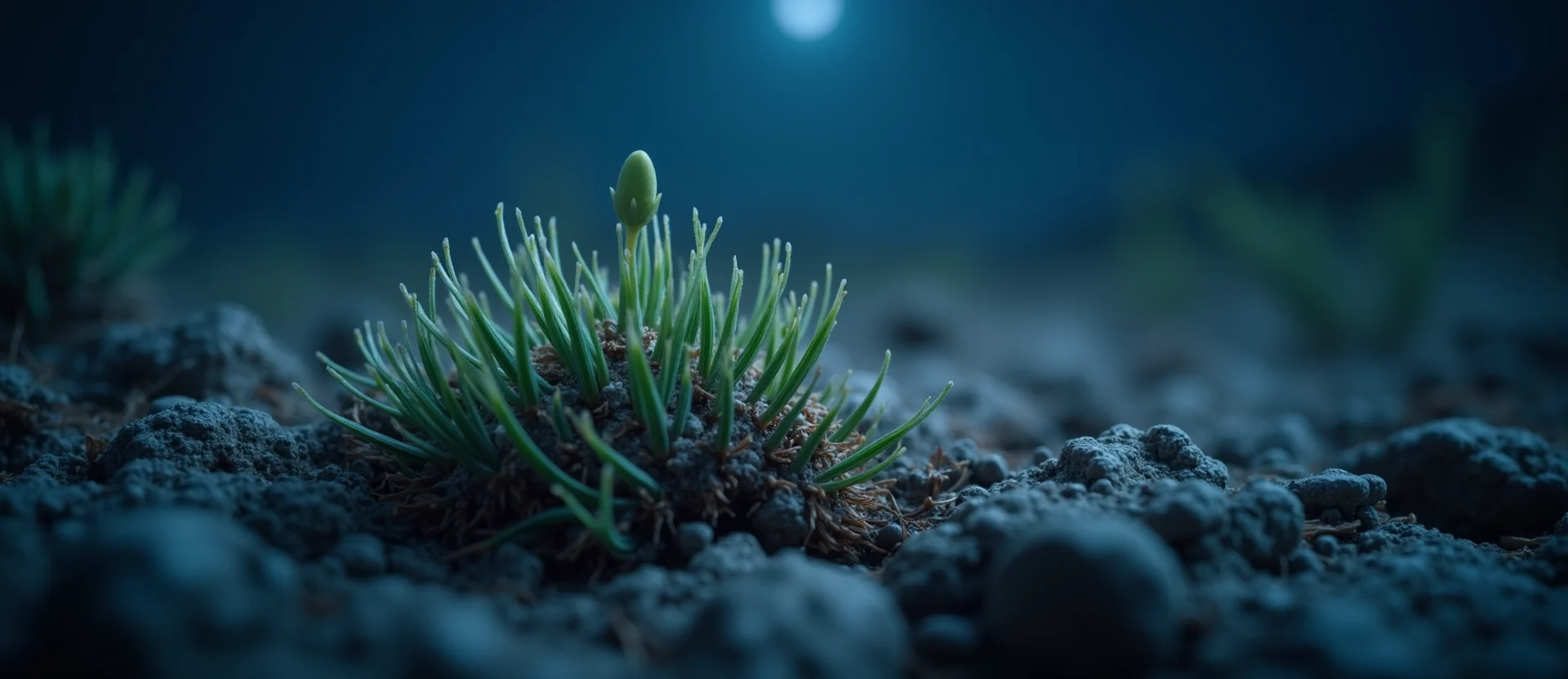 Symbolizing Seed/New Beginning: A local Sierra Juniper sprouting sagebrush seedling. - AI Generated