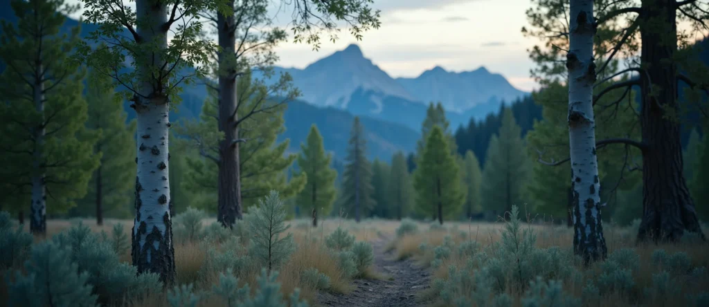 Symbolizing Growth/Resilience: A local Mountain Mahogany thriving aspen grove. - AI Generated