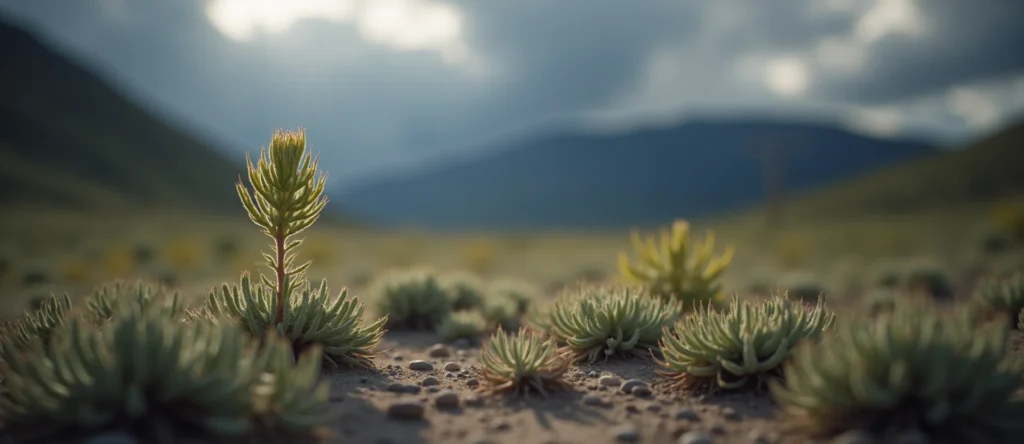 Symbolizing Seed/New Beginning: A local Indian Paintbrush sprouting sagebrush seedling. - AI Generated