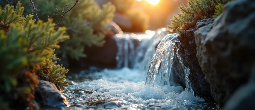 Symbolizing Flow/Cleansing: A local Manzanita hidden small waterfall. - AI Generated