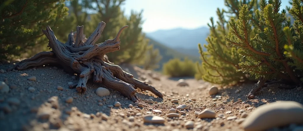 Symbolizing Growth/Resilience: A local Sierra Juniper gnarled juniper roots. - AI Generated