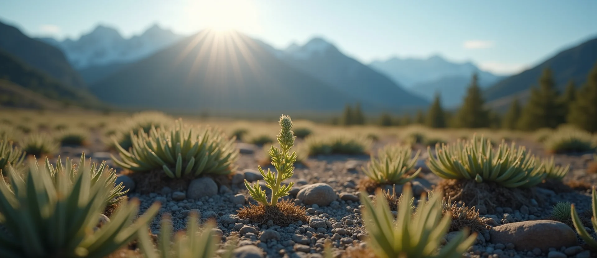 Symbolizing Seed/New Beginning: A local Indian Paintbrush sprouting sagebrush seedling. - AI Generated