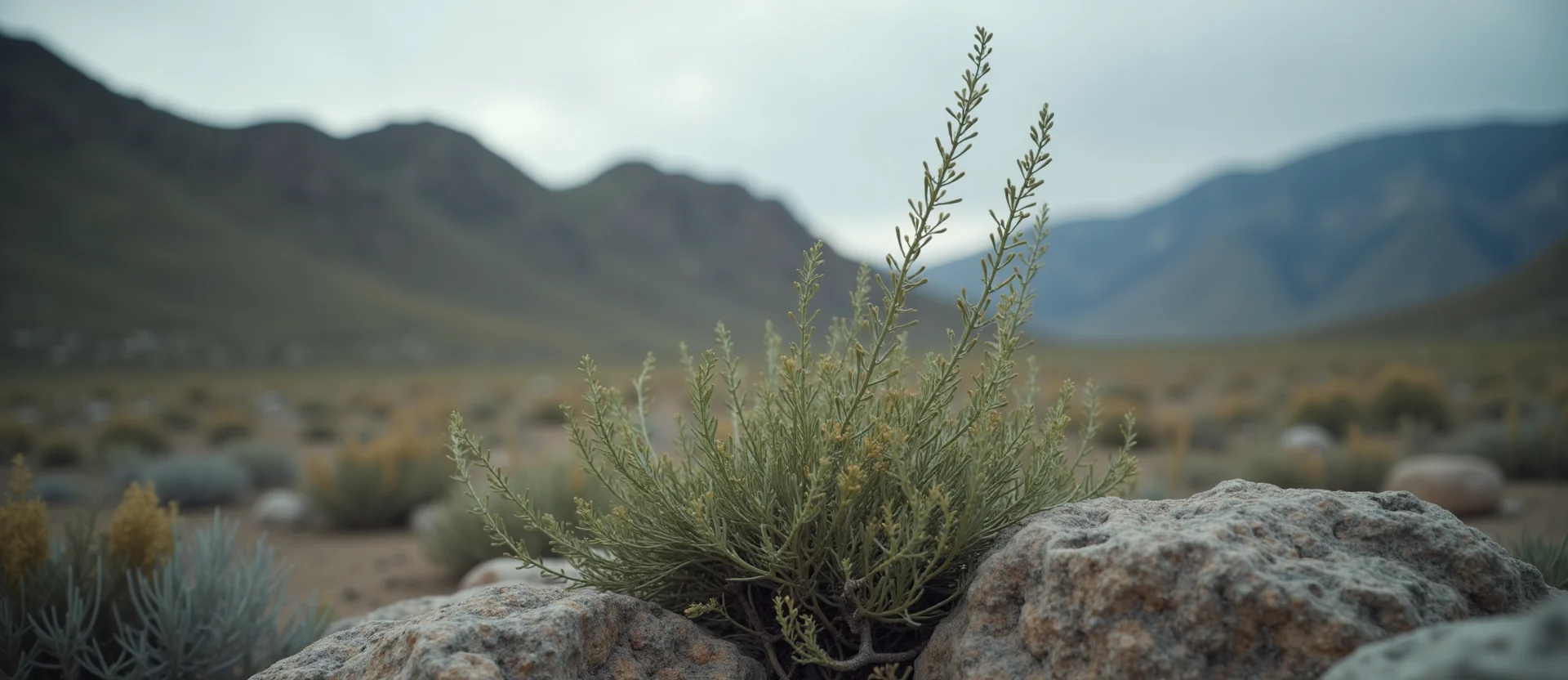Symbolizing Growth/Resilience: A local Sagebrush (Artemisia tridentata) new branch reaching for the sky. - AI Generated