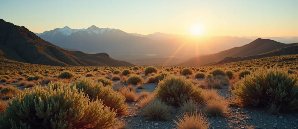 Symbolizing Identity/Local: A local Sagebrush (Artemisia tridentata) Sierra Nevada skyline. - AI Generated