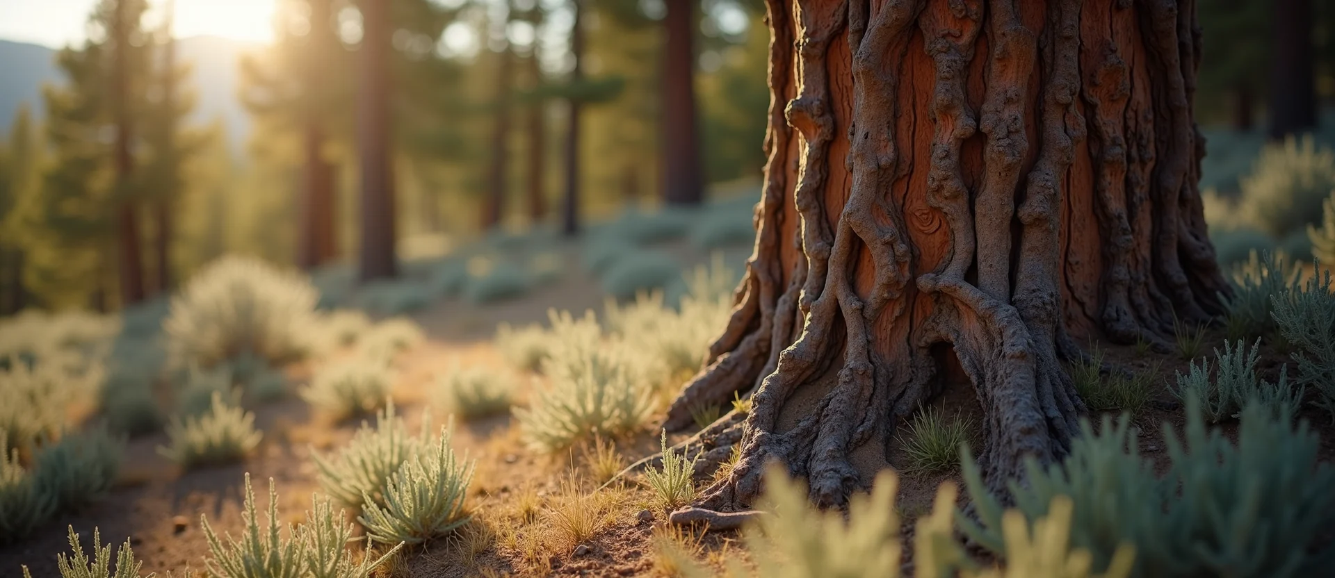 Symbolizing Growth/Resilience: A local Bitterbrush sturdy weathered tree trunk. - AI Generated