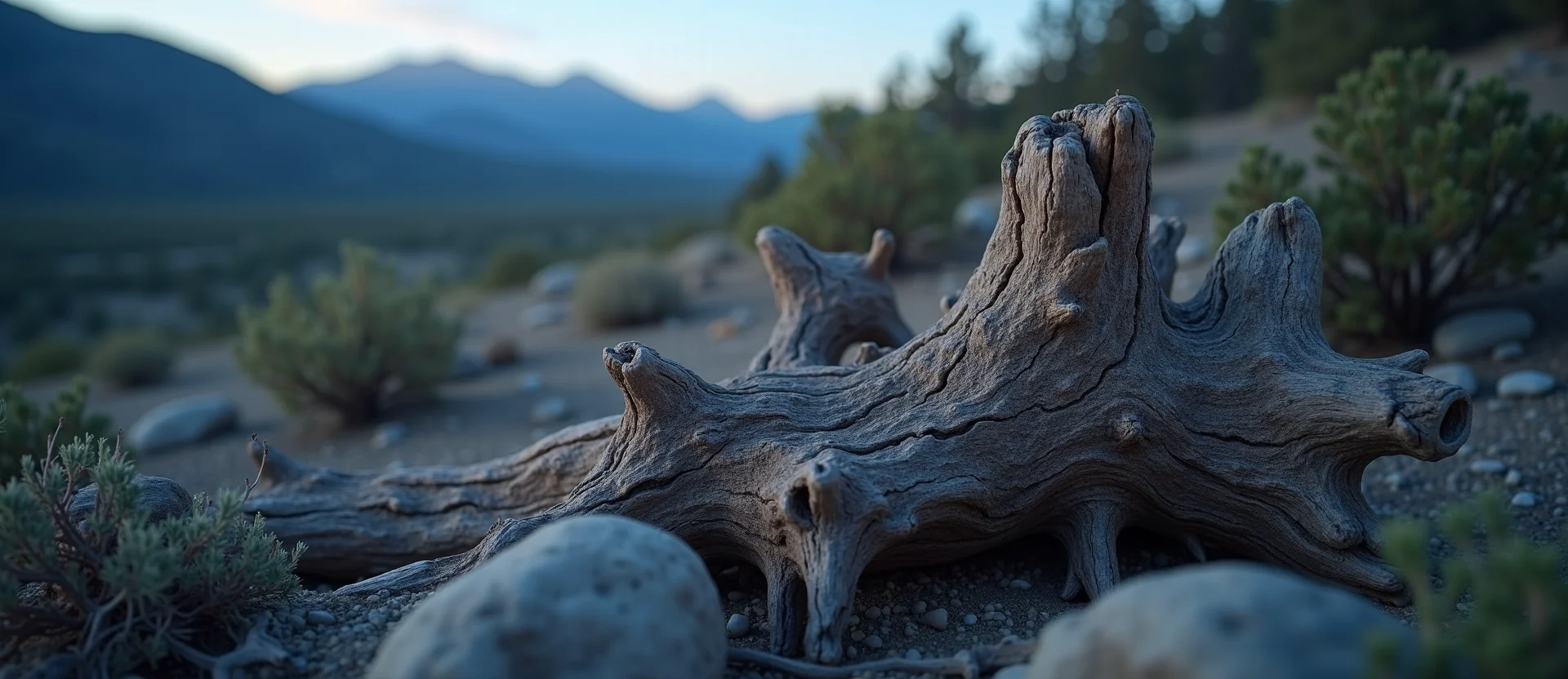Symbolizing Growth/Resilience: A local Desert Peach gnarled juniper roots. - AI Generated