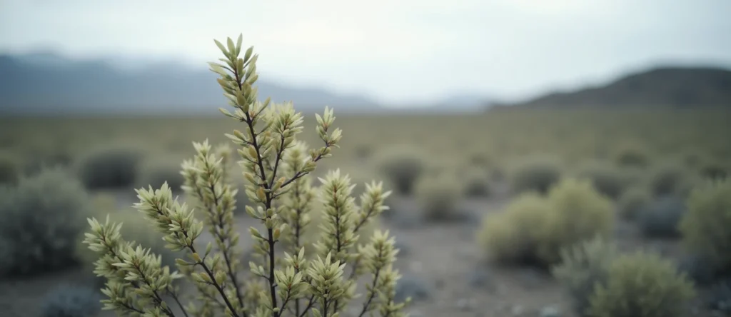 Symbolizing Growth/Resilience: A local Sagebrush (Artemisia tridentata) new branch reaching for the sky. - AI Generated