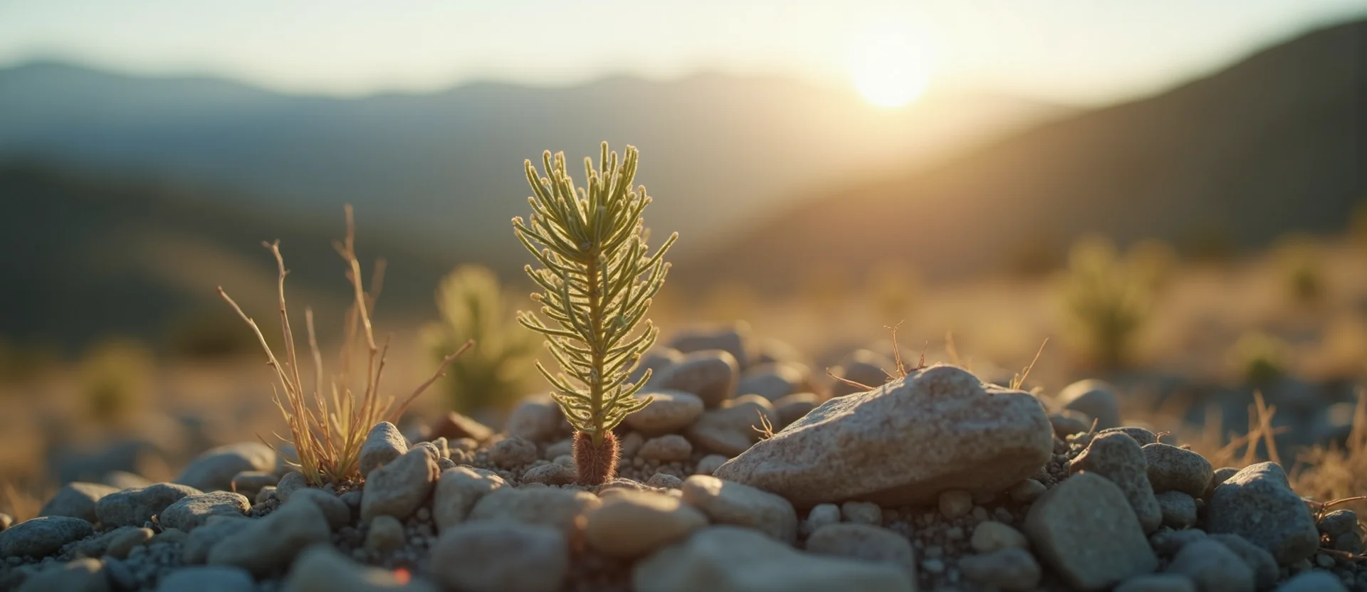 Symbolizing Seed/New Beginning: A local Manzanita sprouting sagebrush seedling. - AI Generated