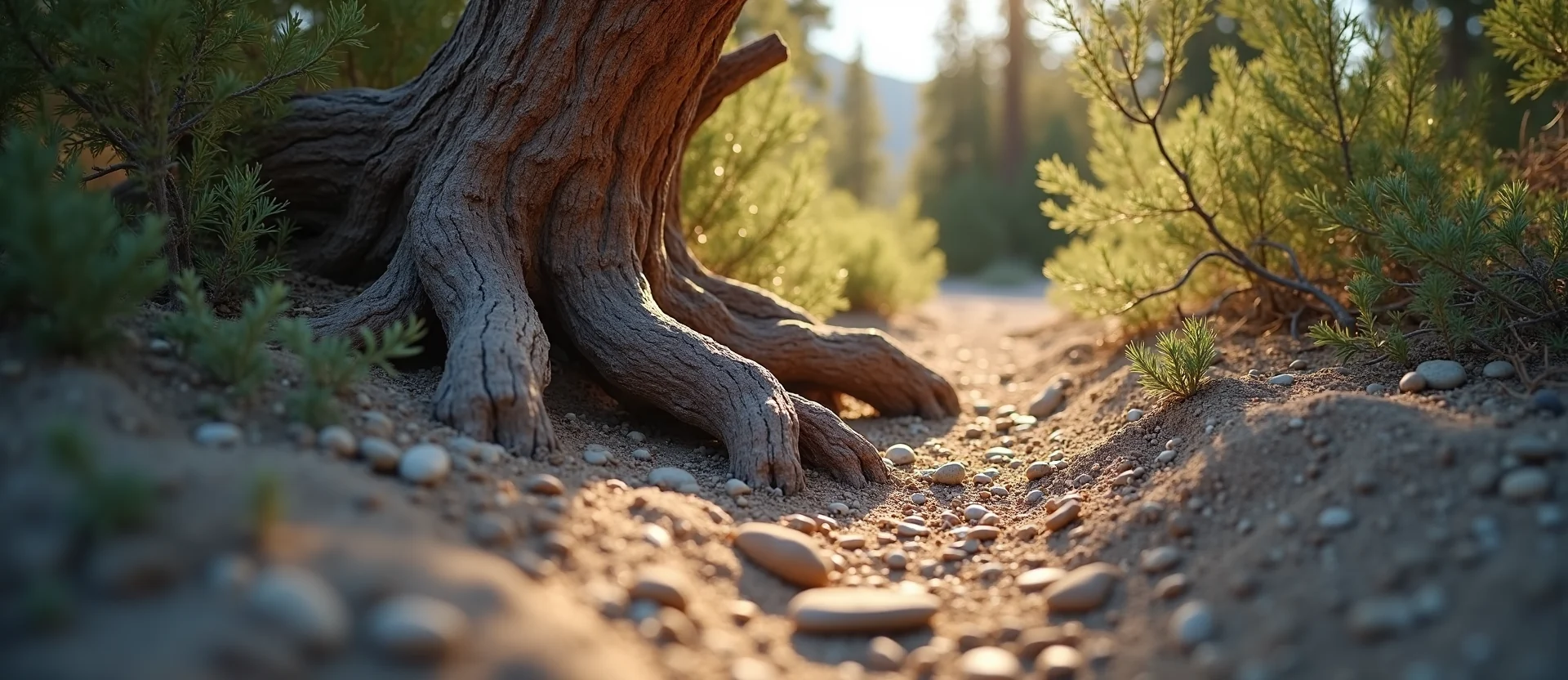 Symbolizing Growth/Resilience: A local Sagebrush (Artemisia tridentata) gnarled juniper roots. - AI Generated